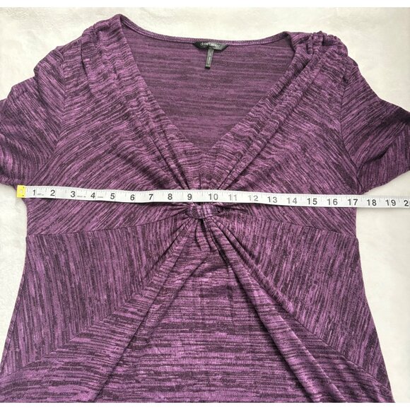Daisy Fuentes Womens Purple V-Neck Long Sleeve Top W/ Twist Front Detail -Size L - Picture 8 of 12